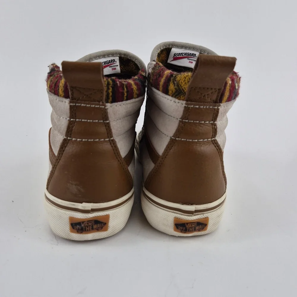 Vans Sk8-Hi MTE Gray Suede Brown Leather Flannel Lined Sneakers Men 6 Women 7.5